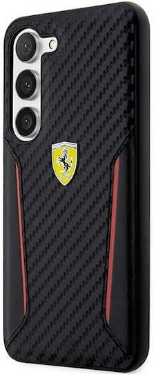 Ferrari Carbon Contrast Edges Umschlag Rückseite Synthetisches Leder / Kunststoff Schwarz (Galaxy S23+)