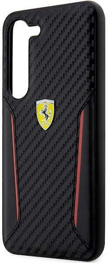 Ferrari Carbon Contrast Edges Umschlag Rückseite Synthetisches Leder / Kunststoff Schwarz (Galaxy S23+)