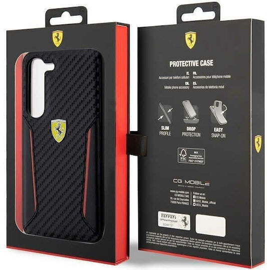 Ferrari Carbon Contrast Edges Umschlag Rückseite Synthetisches Leder / Kunststoff Schwarz (Galaxy S23+)