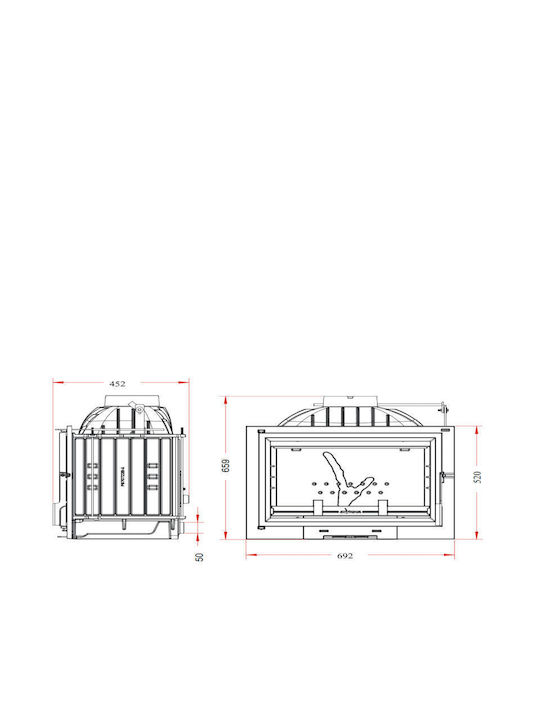 Invicta Philos 700 Șemineu cu inserție Lemn 10kW Drept cu o ușă care se deschide