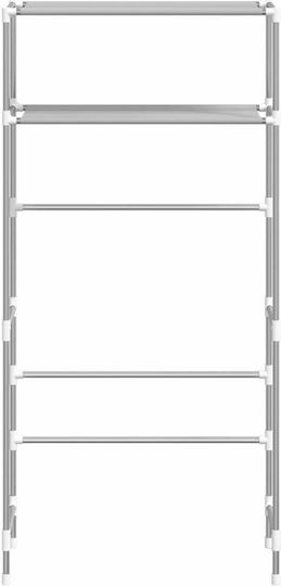 vidaXL An der Wand montiert Badezimmerregal Metallisch mit 2 Regalböden 69x28x143cm Gray