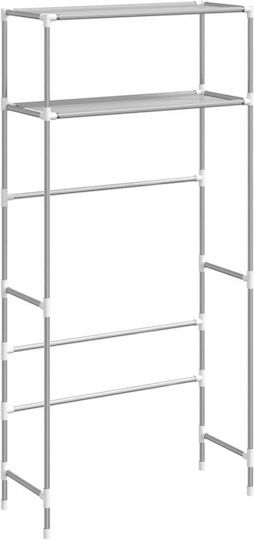 vidaXL Wall Mounted Bathroom Shelf Metallic with 2 Shelves 69x28x143cm Gray