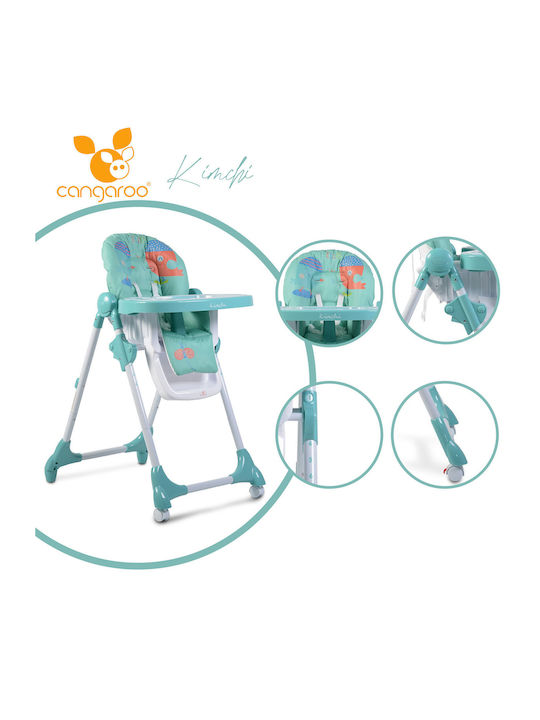 Cangaroo Kimchi Foldable Baby Highchair with Adjustable Height Turquoise