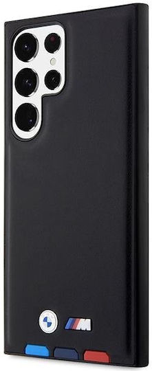 BMW Leather Stamp Tricolor Back Cover Leather / Silicone Black (Galaxy S23 Ultra)