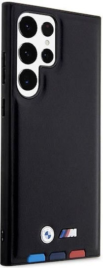 BMW Leather Stamp Tricolor Back Cover Leather / Silicone Black (Galaxy S23 Ultra)