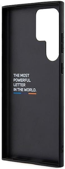 BMW Leather Stamp Tricolor Back Cover Leather / Silicone Black (Galaxy S23 Ultra)