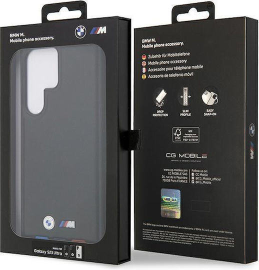 BMW Leather Stamp Tricolor Back Cover Leather / Silicone Black (Galaxy S23 Ultra)