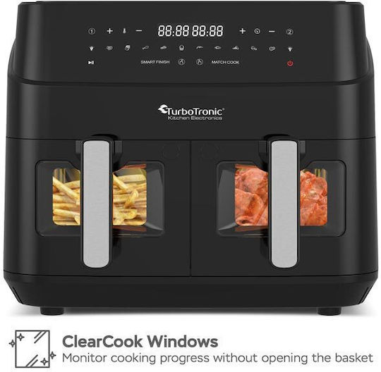 Turbotronic TT-DAF6W Air Fryer with Double Detachable Bucket 9lt Black
