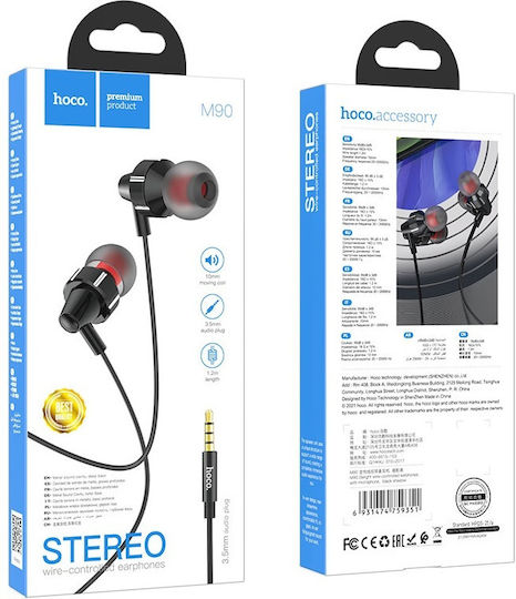 Hoco M90 In-ear Handsfree με Βύσμα 3.5mm Μαύρο