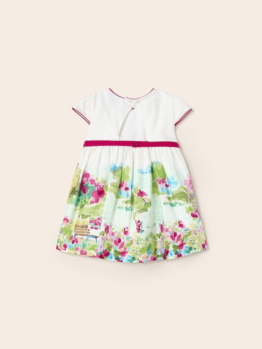 Mayoral Kids Dress Floral Short Sleeve White