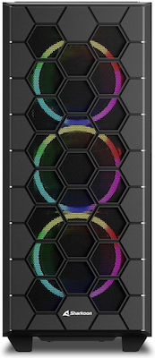 Sharkoon HEX Gaming Midi Tower Computer Case with Window Panel and RGB Lighting Black