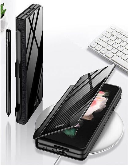 GKK Flip 360 Full Cover Tempered Glass Gold Line Black (Galaxy Z Fold 3)