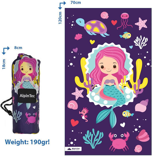 AlpinPro Dryfast Shapes Kids Beach Towel Purple 120x70cm