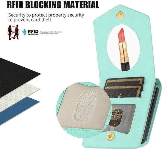 Rhombic Texture Synthetic Leather Back Cover with Strap Turquoise (Galaxy Z Flip3 5G)