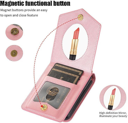 Rhombic Texture Umschlag Rückseite Synthetisches Leder mit Band Rose Gold (Galaxy Z Flip3 5G)