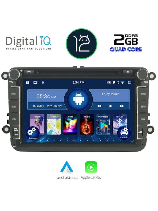 Digital IQ Car Audio System for Seat Altea / Leon / Toledo Skoda Yeti / Fabia / Rapid / Roomster / Superb Volkswagen Amarok / Beetle / Touran 2004-2014 with Clima (Bluetooth/USB/AUX/WiFi/GPS/Apple-Carplay/CD) with Touch Screen 8"