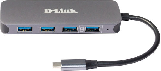 D-Link USB-Hub 5 Anschlüsse USB 3.0 mit USB-A Anschluss Silber
