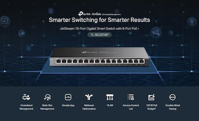 TP-LINK TL-SG2016P v1 Managed L2 PoE+ Switch με 16 Θύρες Ethernet