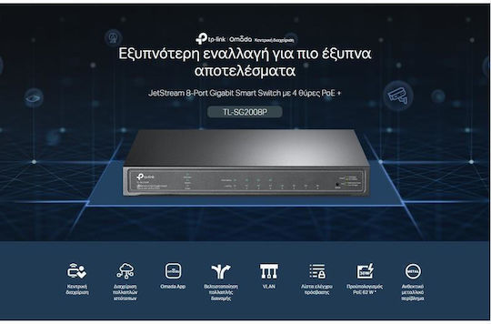 TP-LINK TL-SG2008P Managed L2 PoE+ Switch with 8 Ethernet Ports