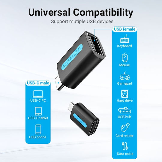 Vention Μετατροπέας USB-C male σε USB-A female 1τμχ CDTB0