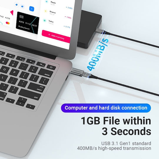 Vention Μετατροπέας USB-A male σε USB-C female Γκρι (CDPH0)