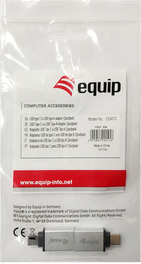 Equip Μετατροπέας USB-C male σε USB-A female Ασημί 1τμχ 133473