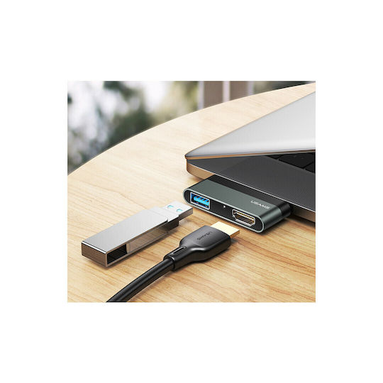 Usams SJ462 USB-C Stație de andocare cu HDMI 4K Gri