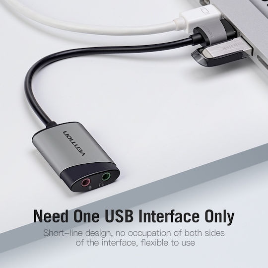 Vention External USB Sound Card Gray (CDKHB)