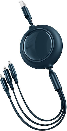 Baseus Starspeed Braided USB to Lightning / Type-C / micro USB Cable 3.5A Μαύρο 1.2m