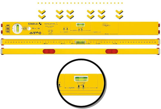 Stabila Type 80 M Αλφάδι Αλουμινίου Μαγνητικό 80εκ. με 2 Μάτια