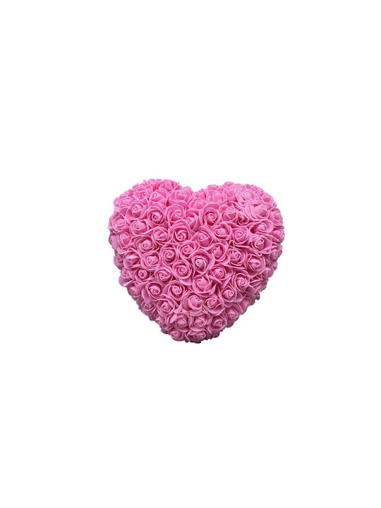 Heart from Artificial Roses Pink 23cm in Box 1pcs