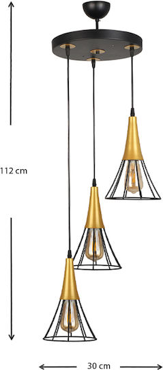Megapap Havana Pendant Light Black with Socket E27 30x30x112cm