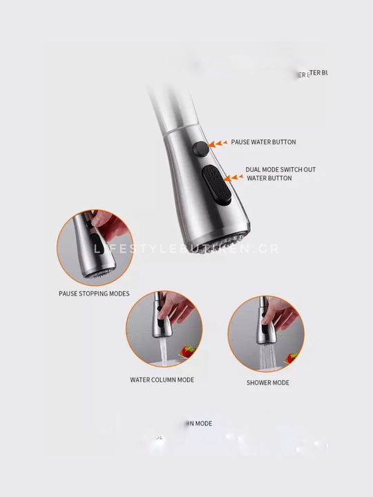Stocco Tall Kitchen Counter Faucet with Silver Shower