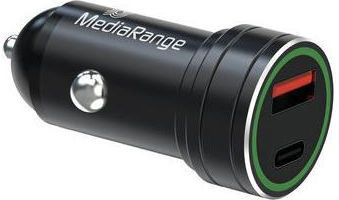 MediaRange MediaRange Car Charger 20W 3A with Ports 1xUSB-A 1xType-C Black Colour