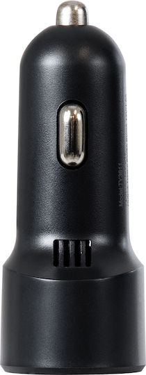 GloboStar Handy-Autoladegerät 36W 6A Schnellladen mit Anschlüssen: 2xUSB-A 1xType-C Schwarz Farbe