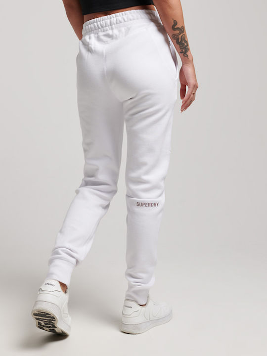 Superdry Code Tech Ψηλόμεσο Παντελόνι Γυναικείας Φόρμας με Λάστιχο Brilliant White
