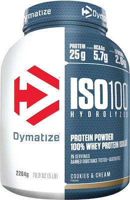 Dymatize ISO 100 Hydrolyzed Proteină din Zer Fără gluten cu Aromă de Fursecuri și cremă 2.264kg