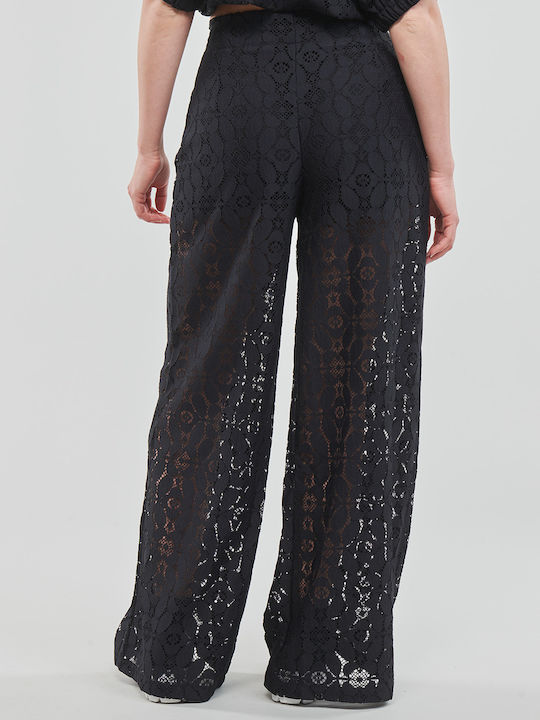 Desigual Newcastle Women's High-waisted Linen Trousers with Elastic Black