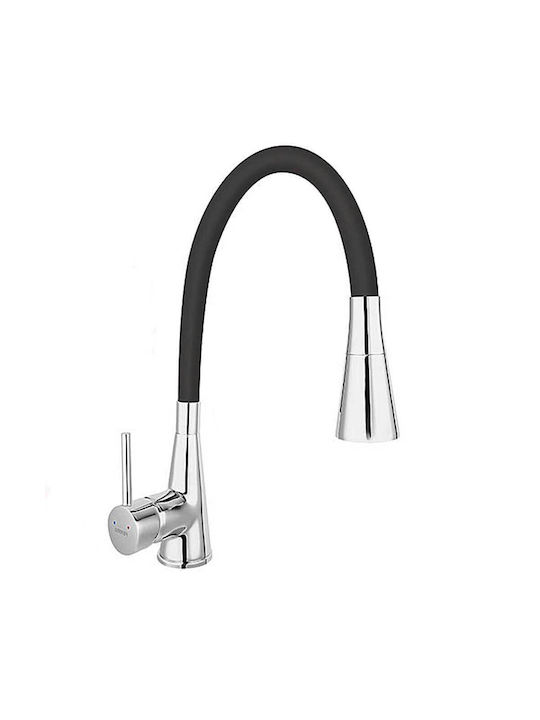 Ferro Zumba II U-Shaped Kitchen Counter Faucet with Black Shower
