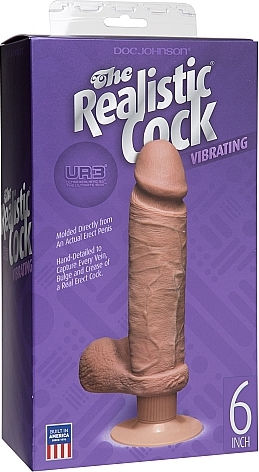 Doc Johnson The Realistic Cock Ultraskyn Vibrating Ρεαλιστικός Δονητής 15cm Caramel