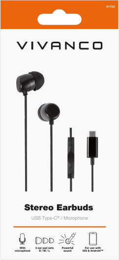61752 Безжични Стерео с жак USB-C Черен
