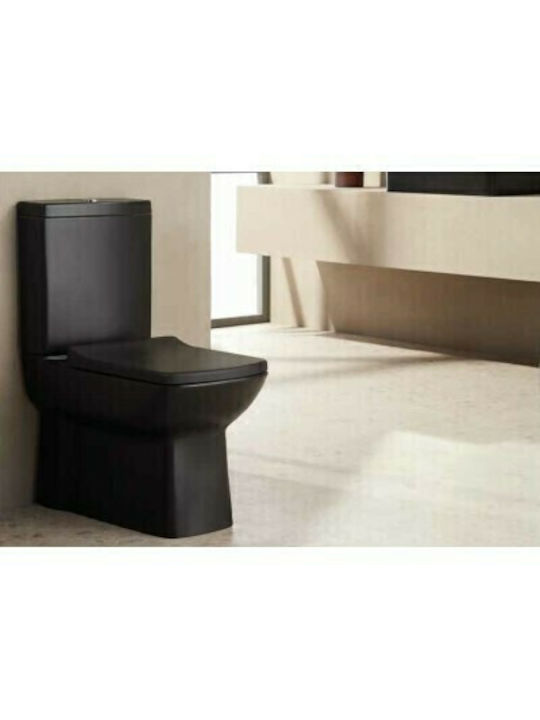Creavit Quadro Λεκάνη Δαπέδου με Κάλυμμα Duroplast Soft Close Black Matt