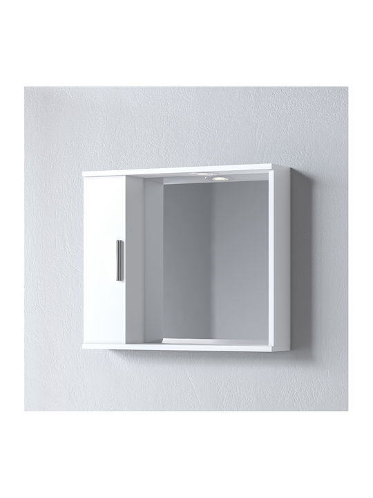 Martin Alon 65 Rectangular Bathroom Mirror made of MDF with Shelf & Cabinet 65x56cm White