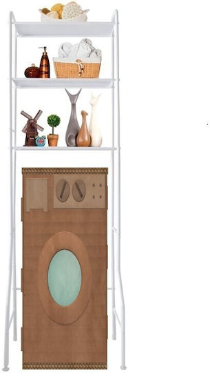 Laundry Rack Stainless Steel Floor Bathroom Shelf Metallic with 3 Shelves 68x25x160cm White White
