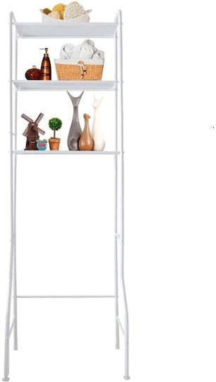 Laundry Rack Stainless Steel Floor Bathroom Shelf Metallic with 3 Shelves 68x25x160cm White White