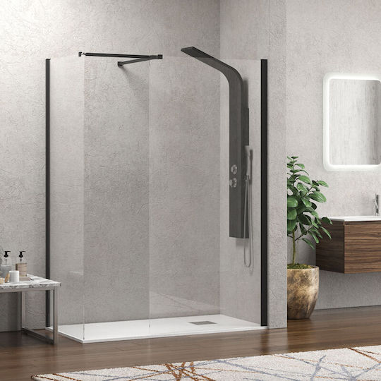 Karag Walkin 2 Duschwand für Dusche 170x200cm Klarglas Nero
