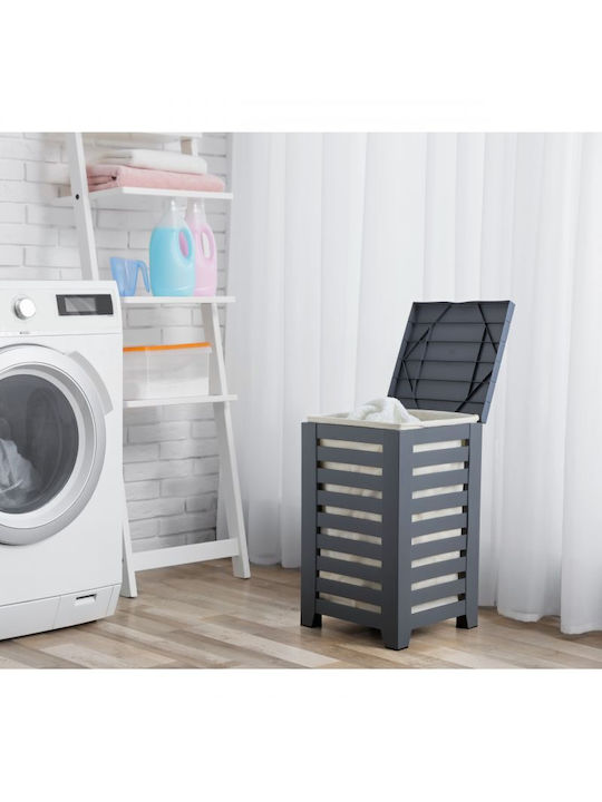 Tatay Lombok Plastic Laundry Basket 55lt with Cap 34x34x58cm Gray