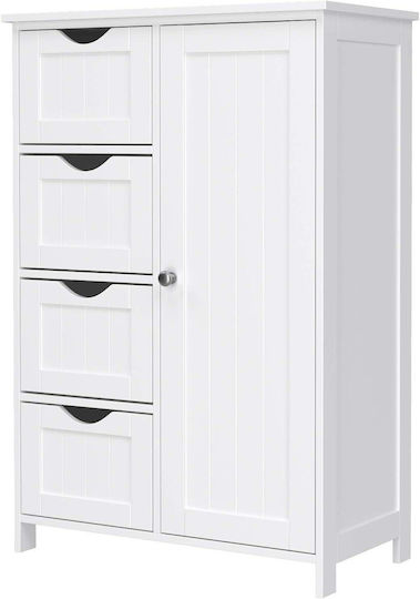 Songmics Dulap de baie cu 4 sertare Cabinet de baie L55xA30xÎ81cm Alb