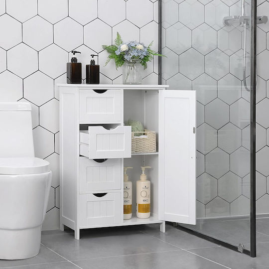 Songmics Dulap de baie cu 4 sertare Cabinet de baie L55xA30xÎ81cm Alb