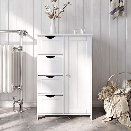 Songmics Dulap de baie cu 4 sertare Cabinet de baie L55xA30xÎ81cm Alb